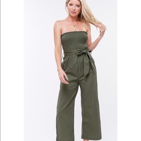 Linen Smocked Tube Top Jumpsuit - Picture 5 of 6